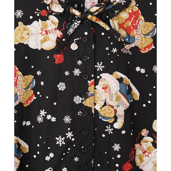 PINK HOUSE（ピンクハウス） 三つ子のくまの冬支度プリントワンピース