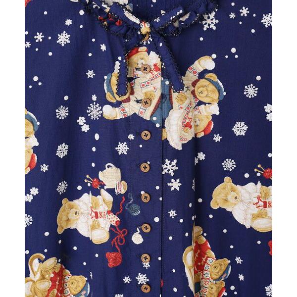 PINK HOUSE（ピンクハウス） 三つ子のくまの冬支度プリントワンピース