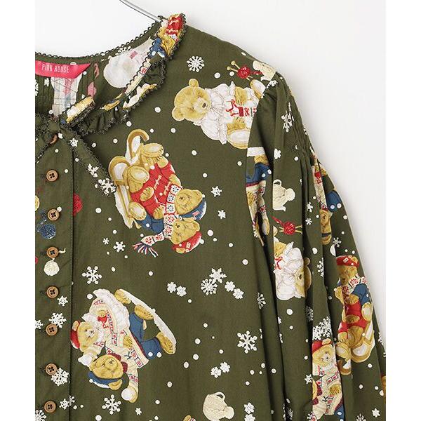 PINK HOUSE（ピンクハウス） 三つ子のくまの冬支度プリントワンピース
