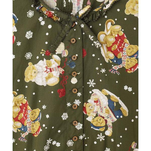 PINK HOUSE（ピンクハウス） 三つ子のくまの冬支度プリントワンピース