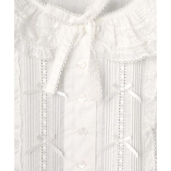 PINK HOUSE ピコフリル ブラウス ブラック リボン レース レース使い