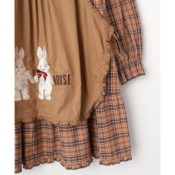 ❣️ピンクハウスバラ園うさぎ刺繍入エプロン付きオリジナルチェック