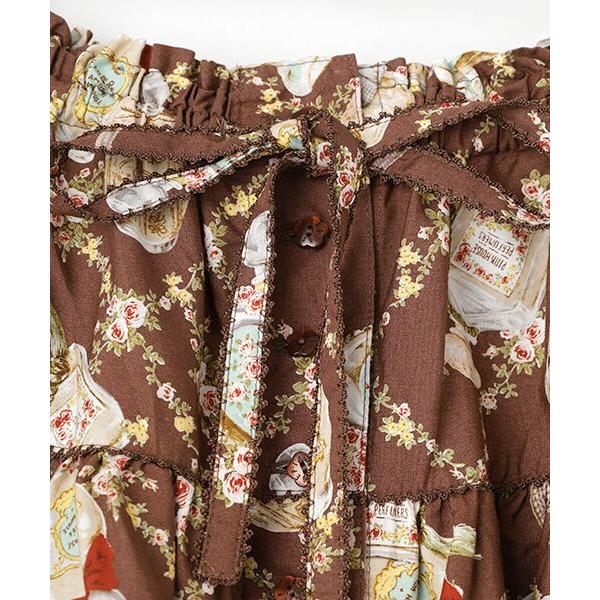 美品✨ ピンクハウス ティアード ミディ スカート ピコフリル フラワー