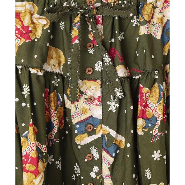 PINK HOUSE（ピンクハウス） 三つ子のくまの冬支度プリントスカート