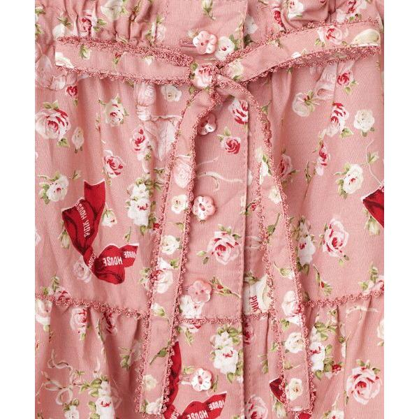 PINK HOUSE / ピンクハウス バラとリボンプリントパッチワーク吊りスカートの画像