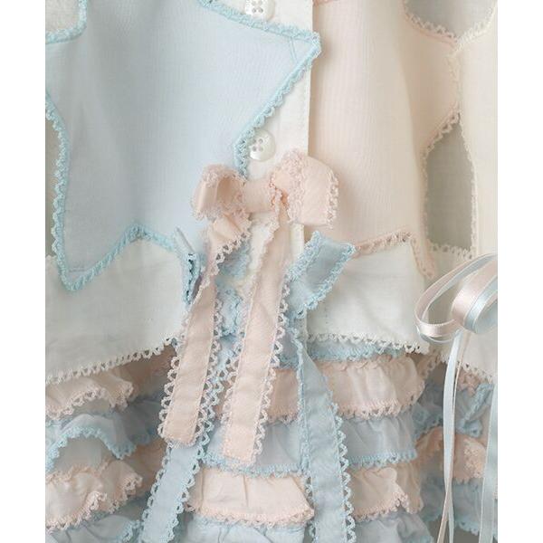 PINK HOUSE（ピンクハウス） 星形ワッペン付き配色フリルスカート