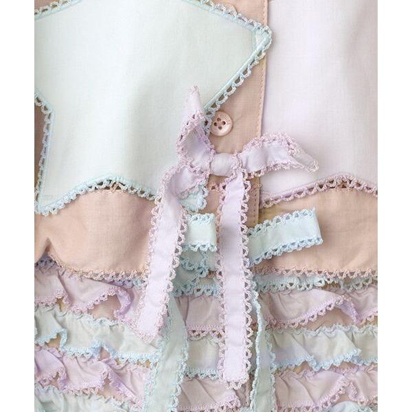 PINK HOUSE（ピンクハウス） 星形ワッペン付き配色フリルスカート