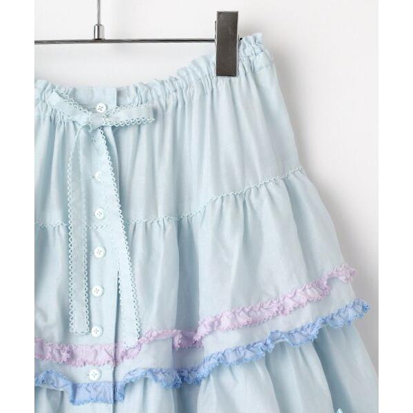 PINK HOUSE（ピンクハウス） 星形ワッペン付き配色フリルスカート