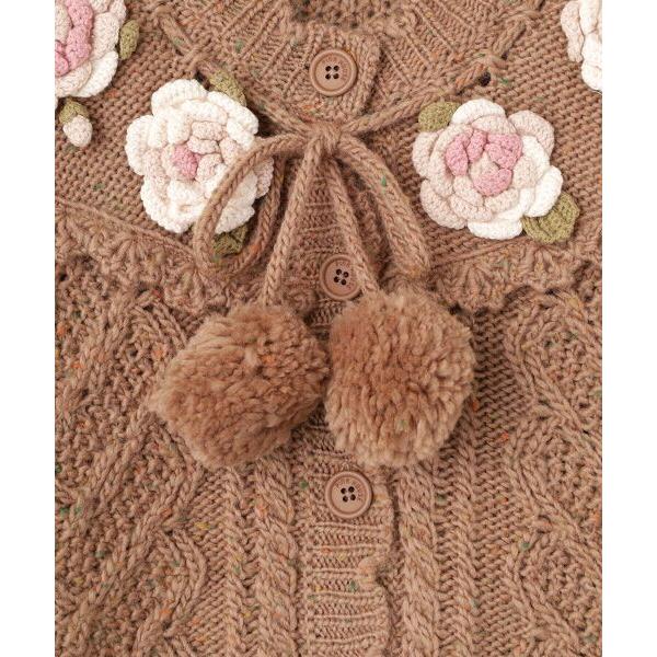 PINK HOUSE / ピンクハウス バラモチーフ付きヨークニットカーディガン