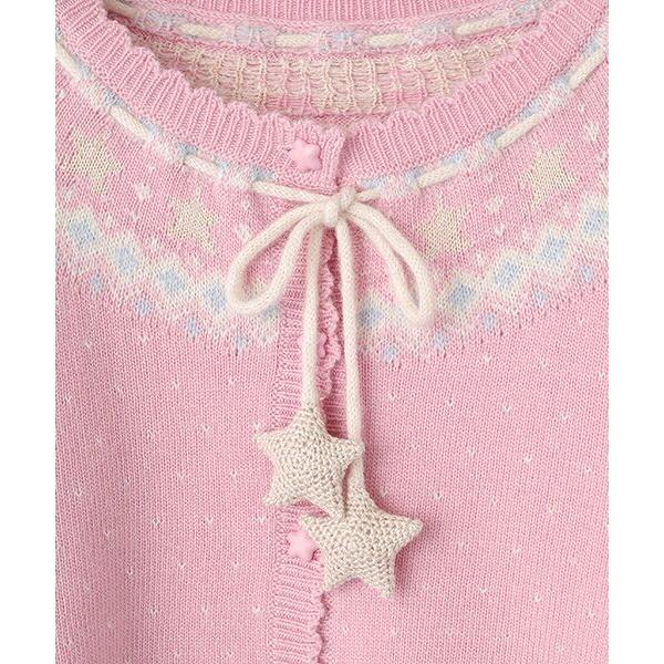 PINK HOUSE（ピンクハウス） 星モチーフ丸ヨークニットカーディガン