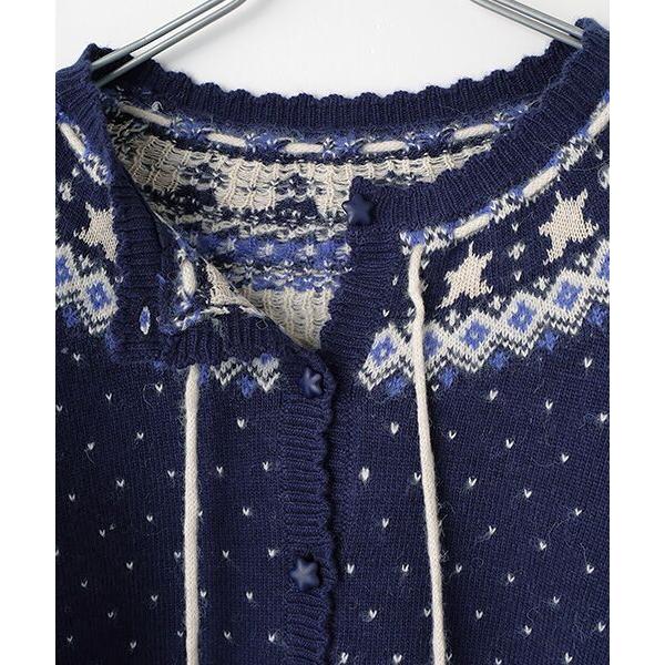 PINK HOUSE（ピンクハウス） 星モチーフ丸ヨークニットカーディガン