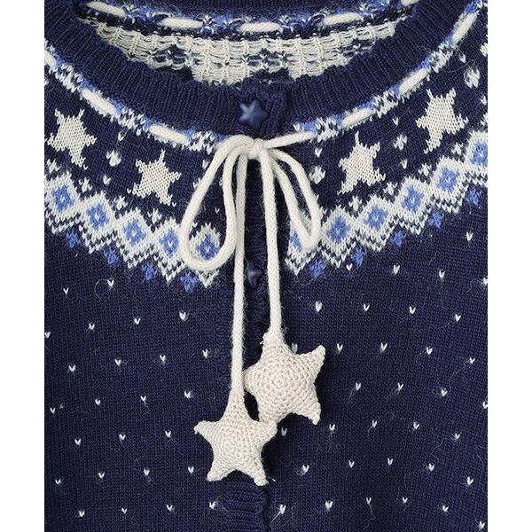 PINK HOUSE（ピンクハウス） 星モチーフ丸ヨークニットカーディガン