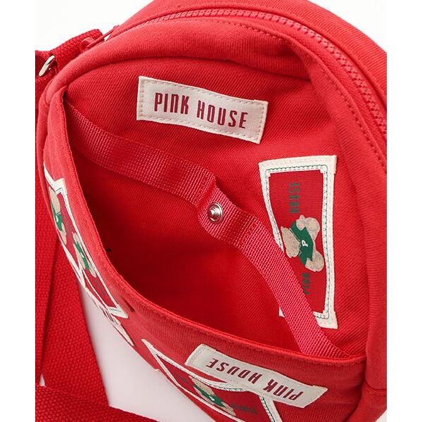 PINK HOUSE　ピンクハウスネームワッペンいっぱい丸形ショルダーバッグ　黒 PINK HOUSE / ピンクハウス ネームワッペンいっぱい丸形