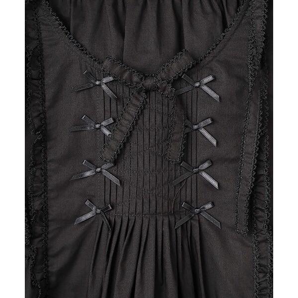 新品 ピンクハウス♥フード付きピコフリルいっぱいのタブリエ／黒 美品 ピンクハウス PINK HOUSE 綿ローン ピコフリル ティアード