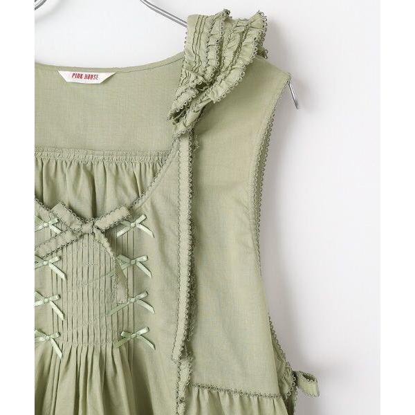 新品‼️ピンクハウスのグリーン色フリル付きダブリエ‼️ PINK HOUSE（ピンクハウス） フリル使いローンタブリエ : タカシマヤ