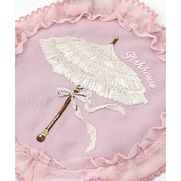 ピンクハウス パラソル刺繍 ワッペン付きたくし上げクリップ ブローチ アイボリー PINK HOUSE / ピンクハウス パラソル刺繍ワッペン付きたくし上げ