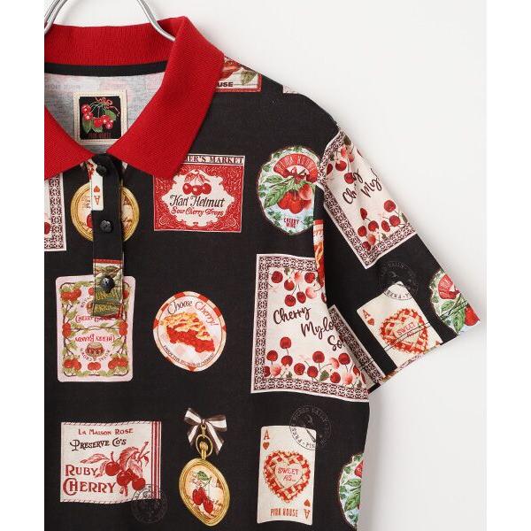 ピンクハウス♡チェリーポロシャツ新品タグ付き PINK HOUSE / ピンクハウス チェリー総柄プリントポロシャツ