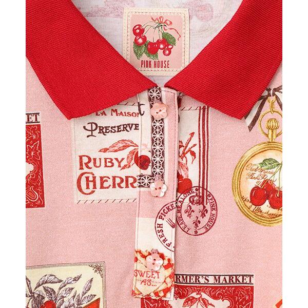 ピンクハウス♡チェリーポロシャツ新品タグ付き PINK HOUSE / ピンクハウス チェリー総柄プリントポロシャツ