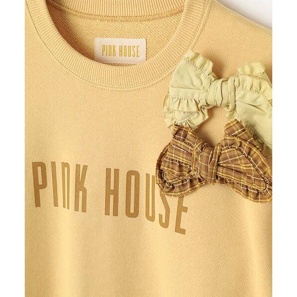 ピンクハウス　ロゴブローチ　イエロー PINK HOUSE（ピンクハウス） チェック＆無地リボンブローチ付きロゴ