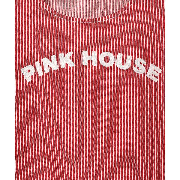 PINK HOUSE / ピンクハウス ネームワッペンいっぱいヒッコリージャンパースカートの画像