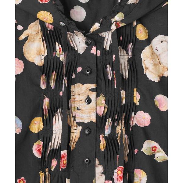 ピンクハウス ウサギ耳フードブラウス クロ PINK HOUSE（ピンクハウス） 幸見うさぎプリントフードブラウス