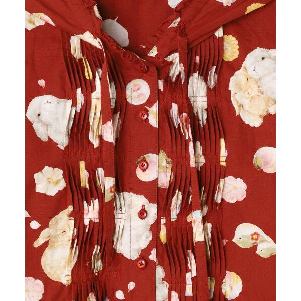 PINK HOUSE（ピンクハウス） 幸見うさぎプリントフードブラウス