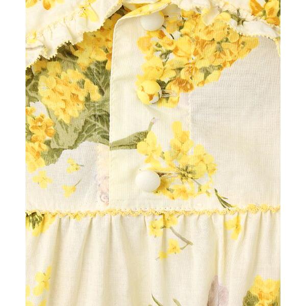 ピンクハウス　花柄　ティアードチュニック フリル　リボン　パフスリーブ　花ボタン ピンクハウス 花柄 ティアードチュニック フリル リボン パフスリーブ