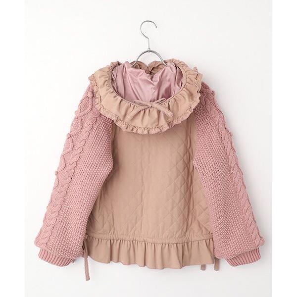 ピンクハウス　フード付きニットブルゾン PINK HOUSE（ピンクハウス） ニット袖付きキルティングブルゾン