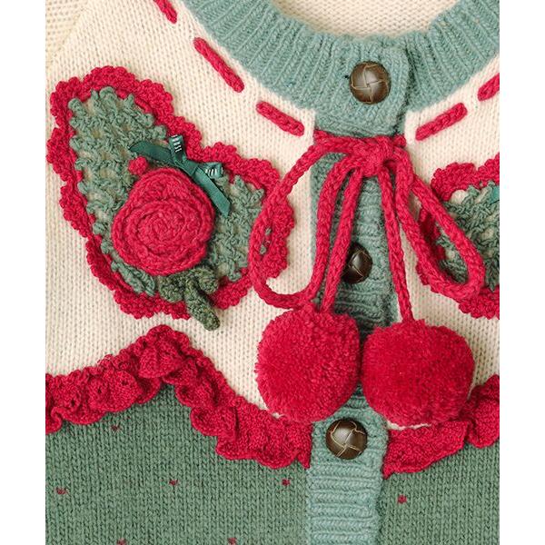 ピンクハウス ウールカーディガン 薔薇 ハート ピンク ヴィンテージ PINK HOUSE（ピンクハウス） ハートモチーフ使いヨークニット