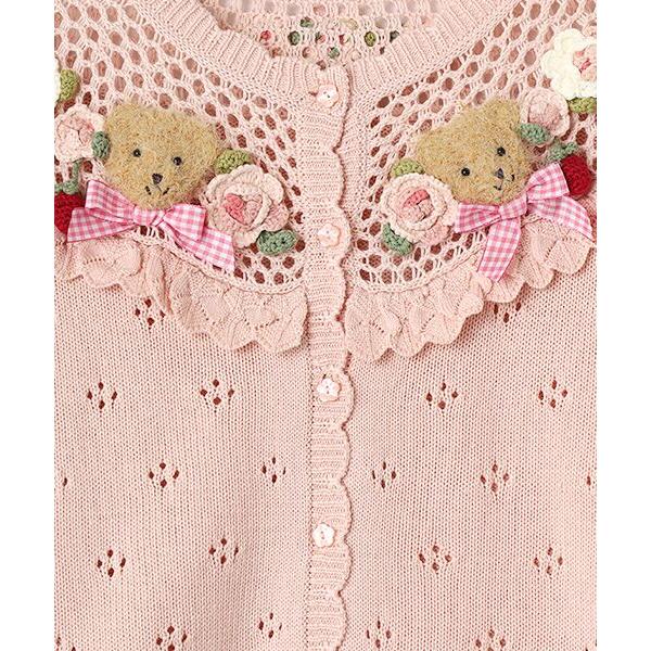 PINK HOUSE / ピンクハウス テディ＆ローズモチーフヨークニットカーディガンの画像