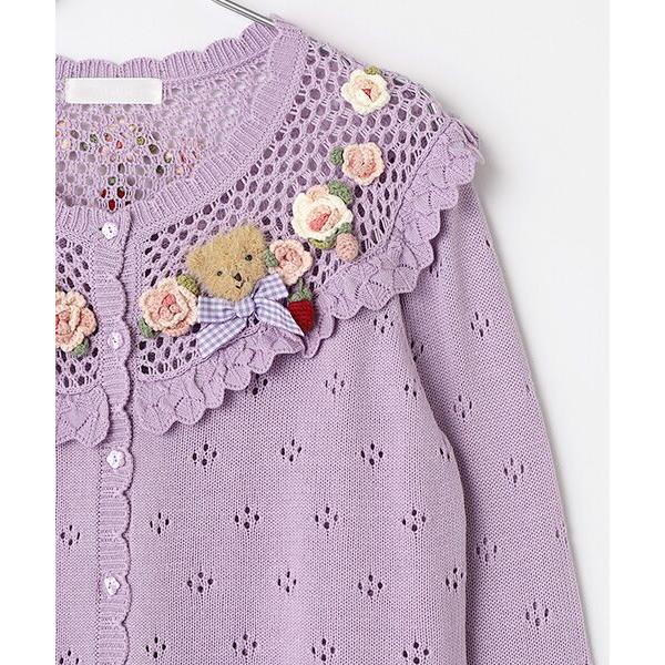 PINK HOUSE / ピンクハウス テディ＆ローズモチーフヨークニットカーディガンの画像