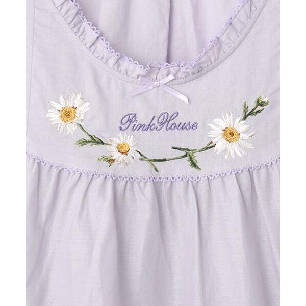 美品】ピンクハウス 水色 ロゴ刺繍 ピコフリル使い 綿ローンタブリエ