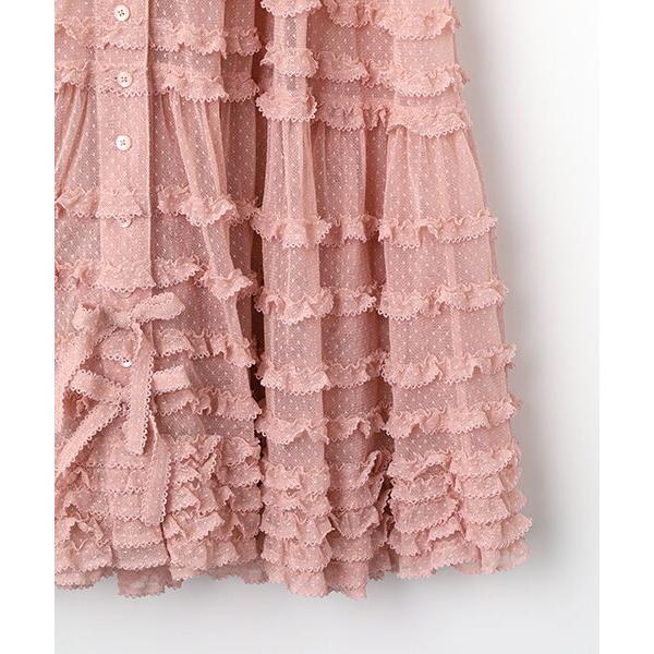 PINK HOUSE（ピンクハウス） ドットチュールフリル使いタブリエ