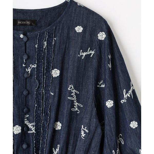 ☆新品未使用タグ付き☆インゲボルグ　カメリアロゴ刺繍カットワンピース　11号 ☆インゲボルグ☆カメリアカットソー＊濃紺＊4(サイズ11号）
