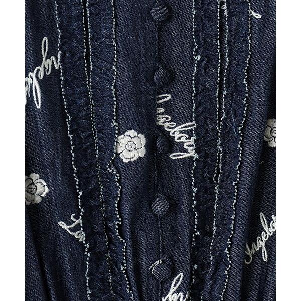 インゲボルグ　スカラ刺繍ビックカラーワンピース　デニムワンピース　2024SS セール】 【OUTLET】スカラ刺繍ビックカラーワンピース （ロング