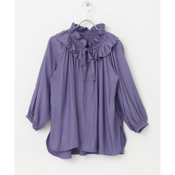 アーバンリサーチ　ROSSO フリルカラーギャザーブラウス　チャコール URBAN RESEARCH ROSSO WOMEN（アーバンリサーチ ロッソ）の