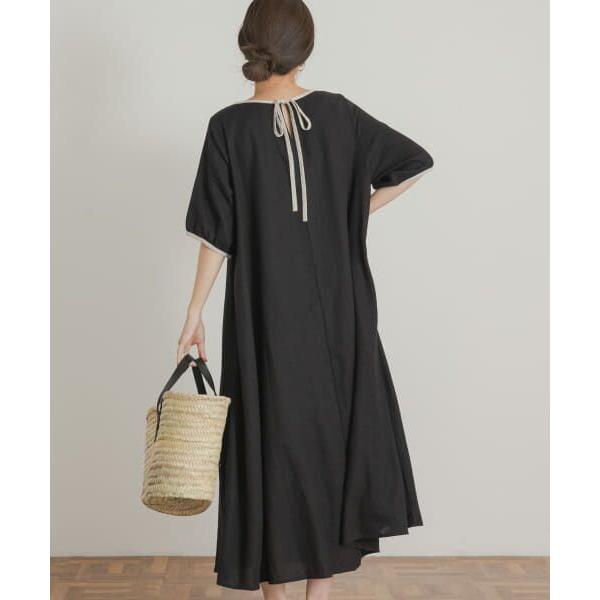 新品タグ付◉ リネンレーヨンバイカラーワンピース　ブラック　アーバンリサーチ セール】リネンレーヨンバイカラーワンピース(506126332