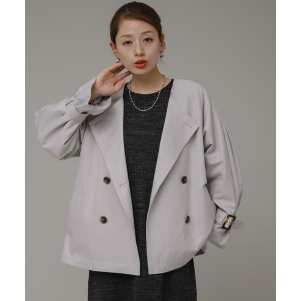 新品タグ付き サニーレーベル 撥水ノーカラーショートトレンチコート ベージュ URBAN RESEARCH Sonny Label / サニーレーベル 撥水ノーカラー