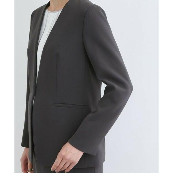 美品36 日本製【INDIVI トリアセテート混 ストレッチノーカラースーツ】 洗える／日本製／定番スーツ】トリアセテート混ストレッチノー