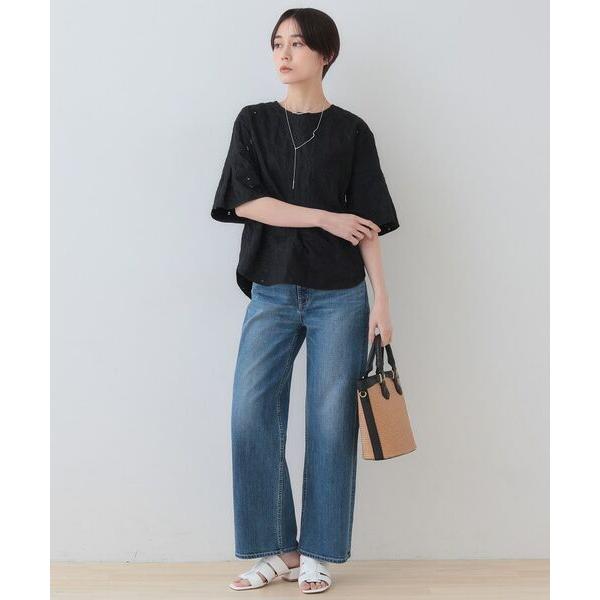 INDIVI（インディヴィ） 【洗える】フラワーカット刺繍フレアスリーブ 