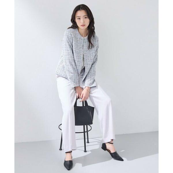 極美品✨INDIVI ツィードノーカラージャケット　ウォッシャブル　ホワイト INDIVI（インディヴィ） ジャケット ノーカラージャケット 入学式