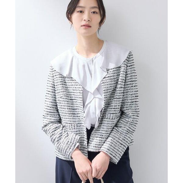 24SS✨未使用級✨インディヴィ ジャケット アウター 洗える 伸縮 ドレープ INDIVI（インディヴィ） ジャケット ノーカラージャケット 入学式