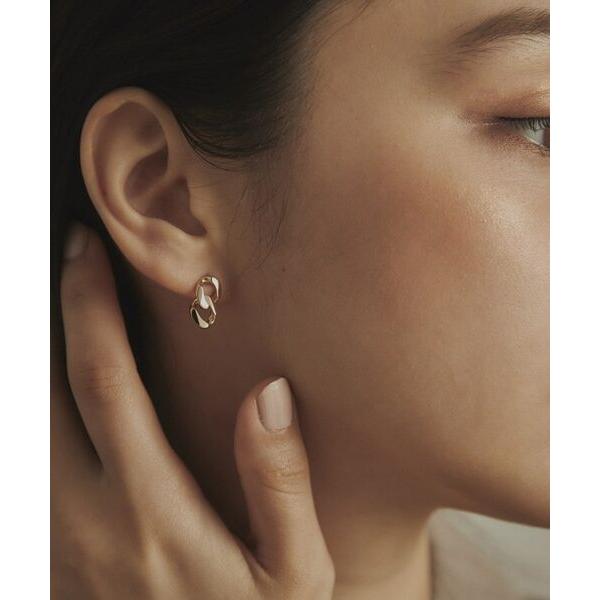 最終お値下げ￼COCOSHNIK K10WG ピアス♪ K10ペアシェイプフープ ワンタッチピアス大（ピアス