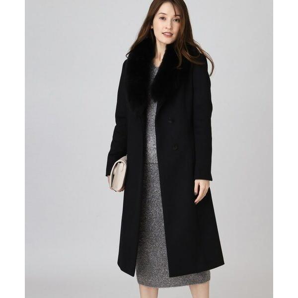 COUP DE CHANCE カシミヤ混ファー付きコートSALE11/16 まで COUP DE CHANCE（クードシャンス） 【日本製／フォックスファー