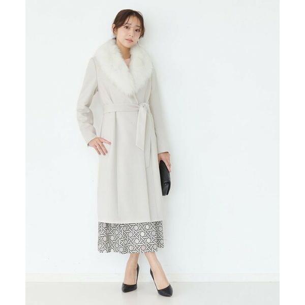 MIA CARNA カシミヤファー付きコート クリーム色 MIA CARNA ファー付きコート クリーム色 レディース-カシミヤコート