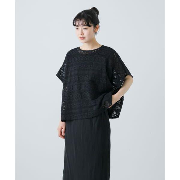 新品 未使用 かぐれ コットンラッセルレースポンチョ 新品◇コットンラッセルレースポンチョ《OFF》◇かぐれ