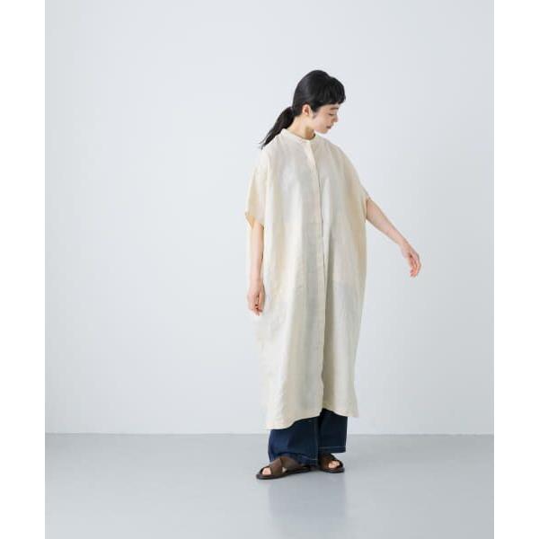 かぐれ　リネンスクエアワンピース 2サイズ展開』リネンクルーネックワイドワンピース（ワンピース