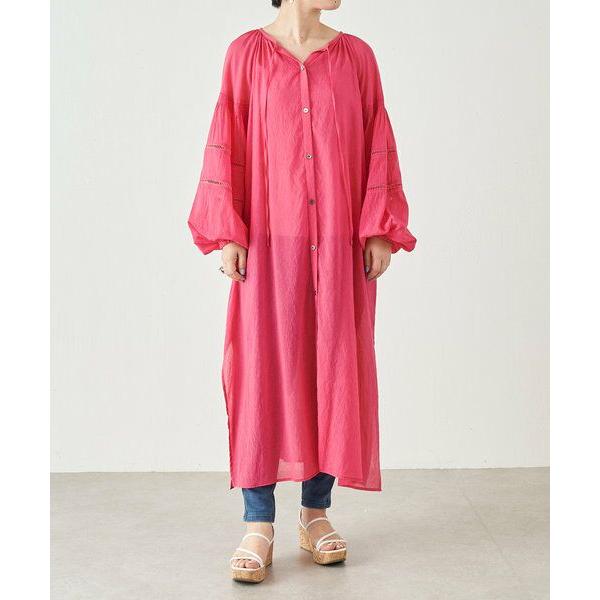 【美品】ビアズリー　レッド　シャーリングレースブラウス BEARDSLEY（ビアズリー）の「シャーリングレースシャツブラウス