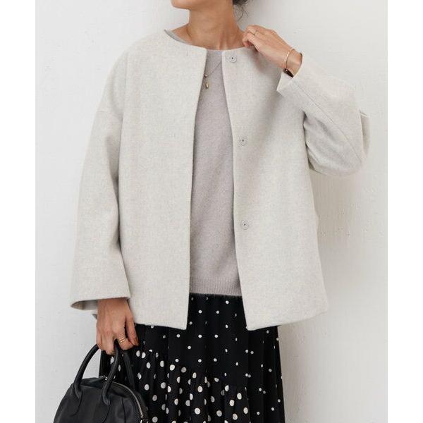 マグ様　ビアズリー フード付きショートコート グレー ウール マグ様 ビアズリー フード付きショートコート グレー ウール