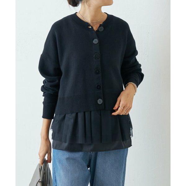 良品 BEARDSLEY ビアズリー　ニットカーディガン　バック切り替え BEARDSLEY（ビアズリー） ニットカーディガン FREE グレー レディース